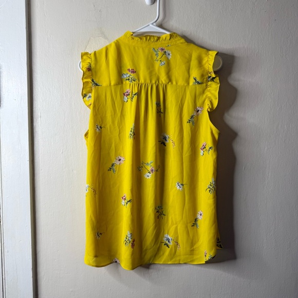 Loft Yellow Floral Ruffle Sleeveless Tank Top - Picture 4 of 6